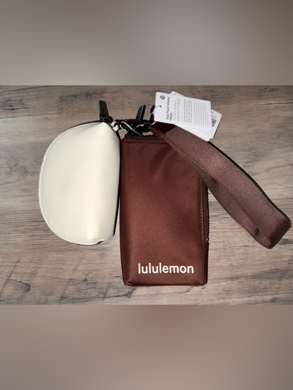 Lululemon Dual Pouch Wristlet Wallet Lava Cake/Lt Ivory